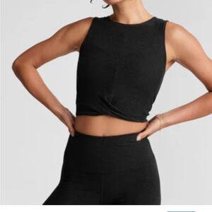 Beyond Yoga Black Sleeveless Twist-Front Top